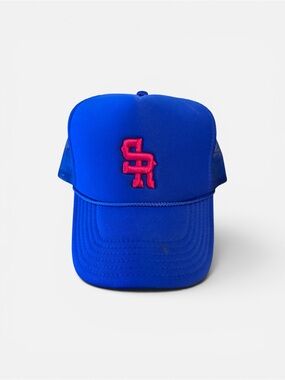 Stevenson Ranch Blue, Red embroidered letters, trucker hat